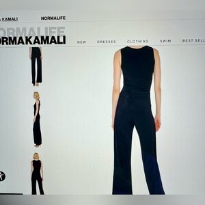 Never worn Norma Kamali sleeveless ruched waist jumpsuit